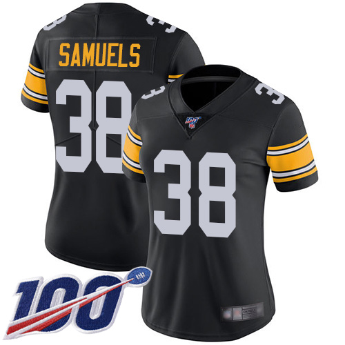 Women Pittsburgh Steelers Football #38 Limited Black Jaylen Samuels Alternate 100th Season Vapor Untouchable Nike NFL Jersey